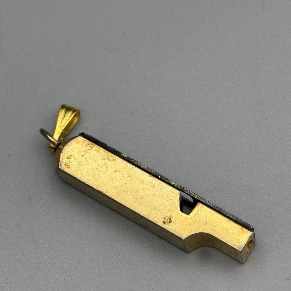 Vintage Whistle Pendant Gold Tone Enamel Floral Boho Festival RARE - Picture 7 of 10